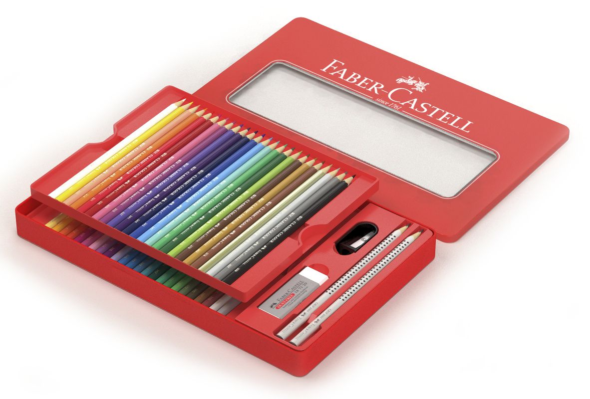 CREIOANE COLORATE 48 CULORI + 4 ACCESORII CUTIE METAL FABER-CAST