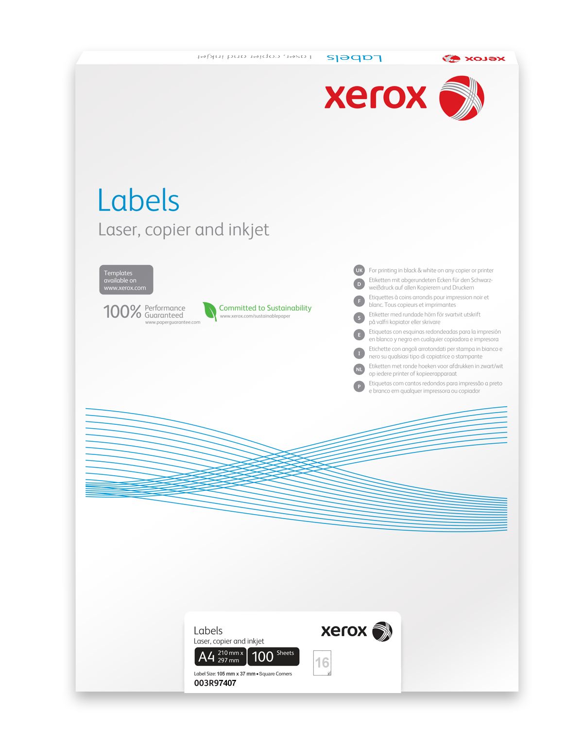 ETICHETE 16/A4 105*37MM COLTURI DREPTE 100/TOP XEROX