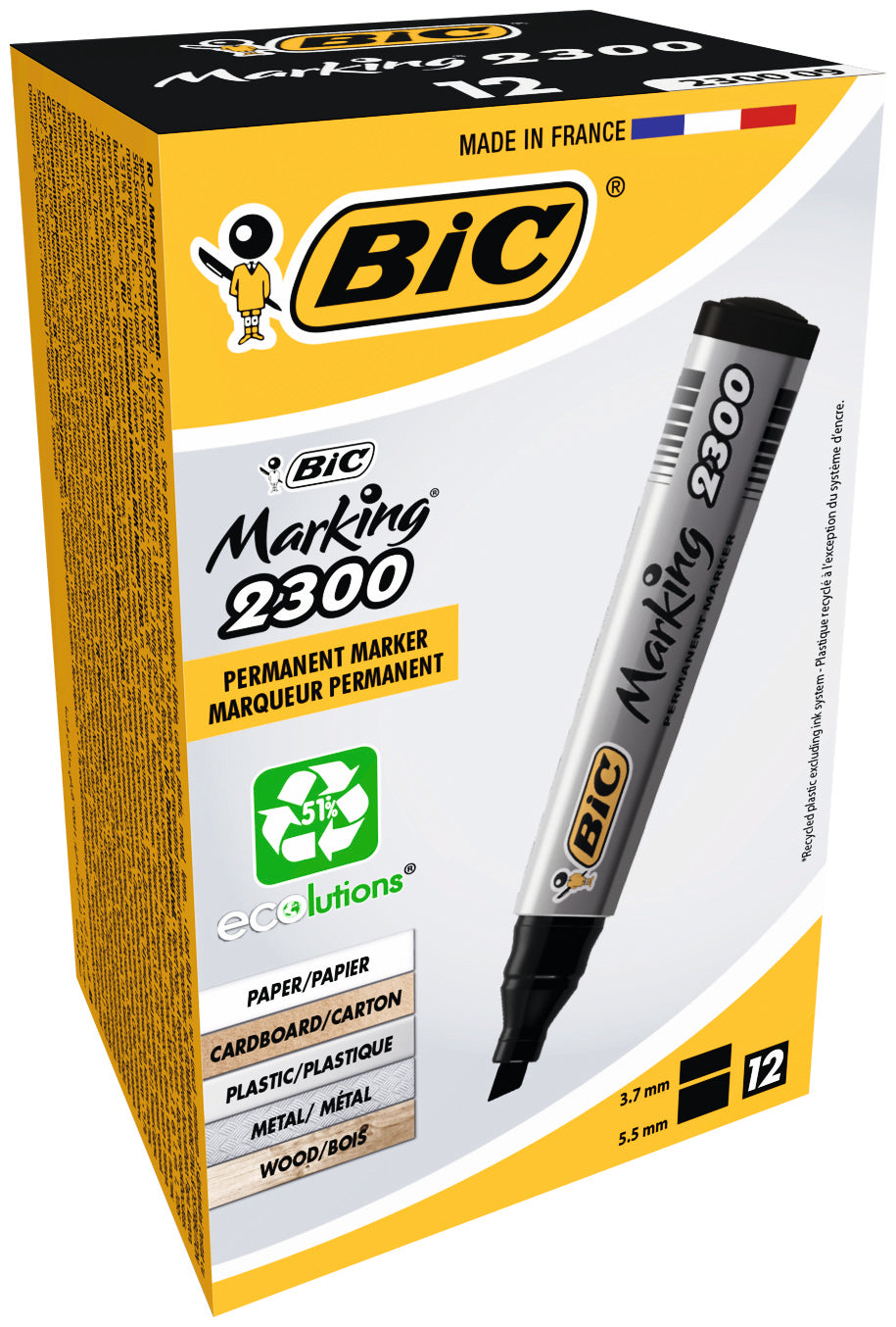 MARKER PERMANENT NEGRU VARF TESIT 2300 BIC