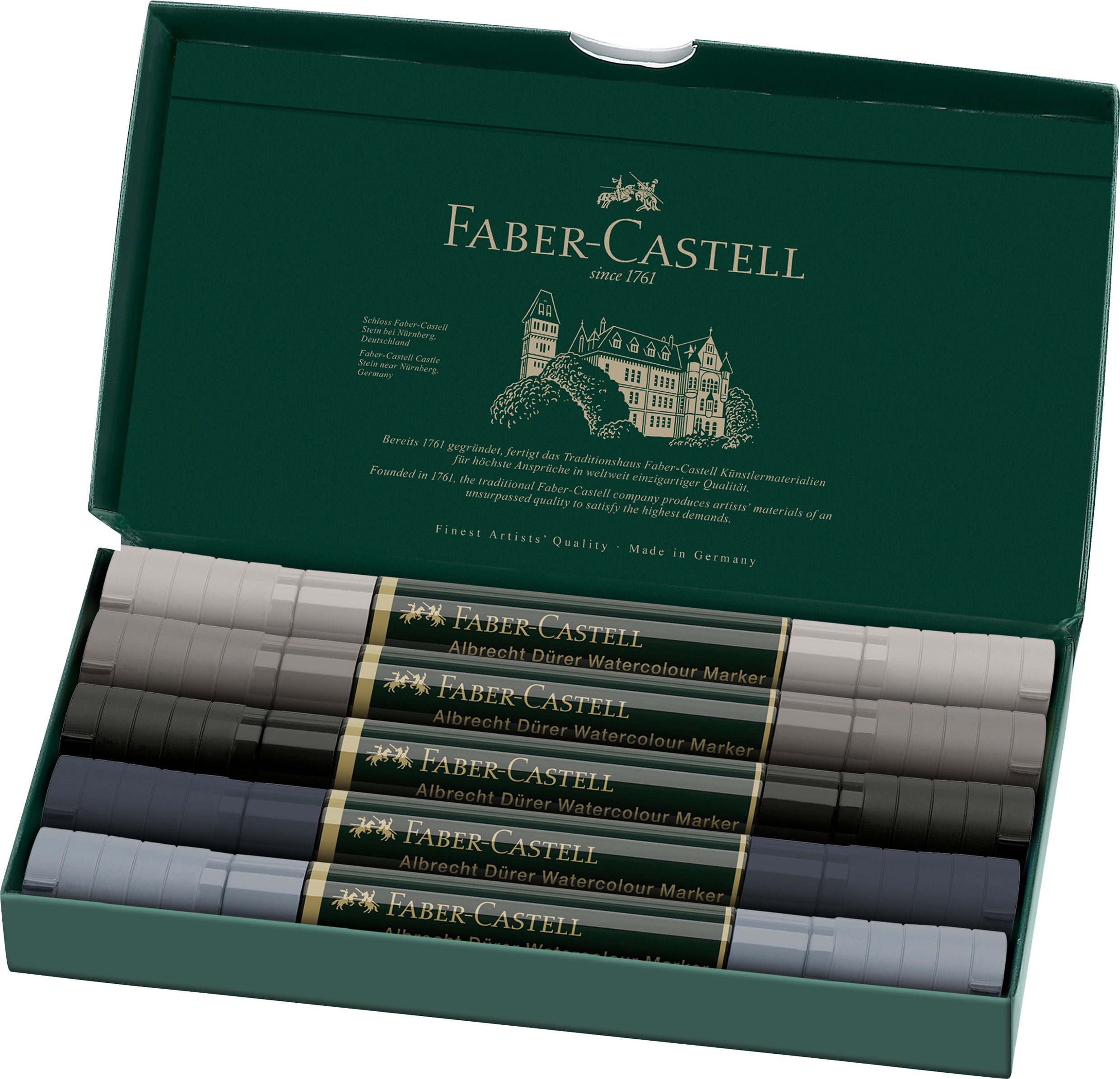 SET 5 MARKERE SOLUBILE TONURI DE GRI A.DURER FABER-CASTELL