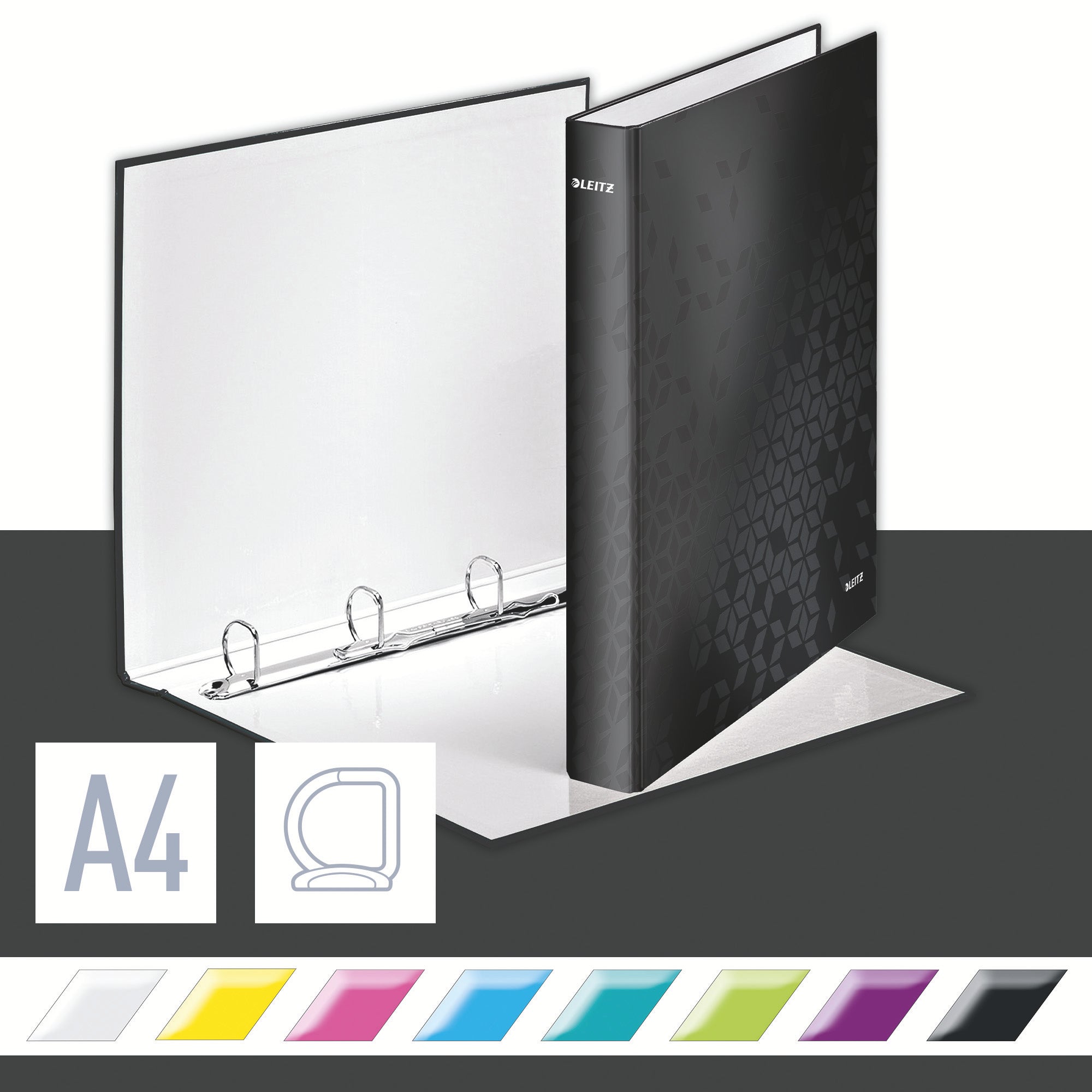 CAIET MECANIC A4 4 INELE 25MM/40MM NEGRU METALIZAT WOW LEITZ