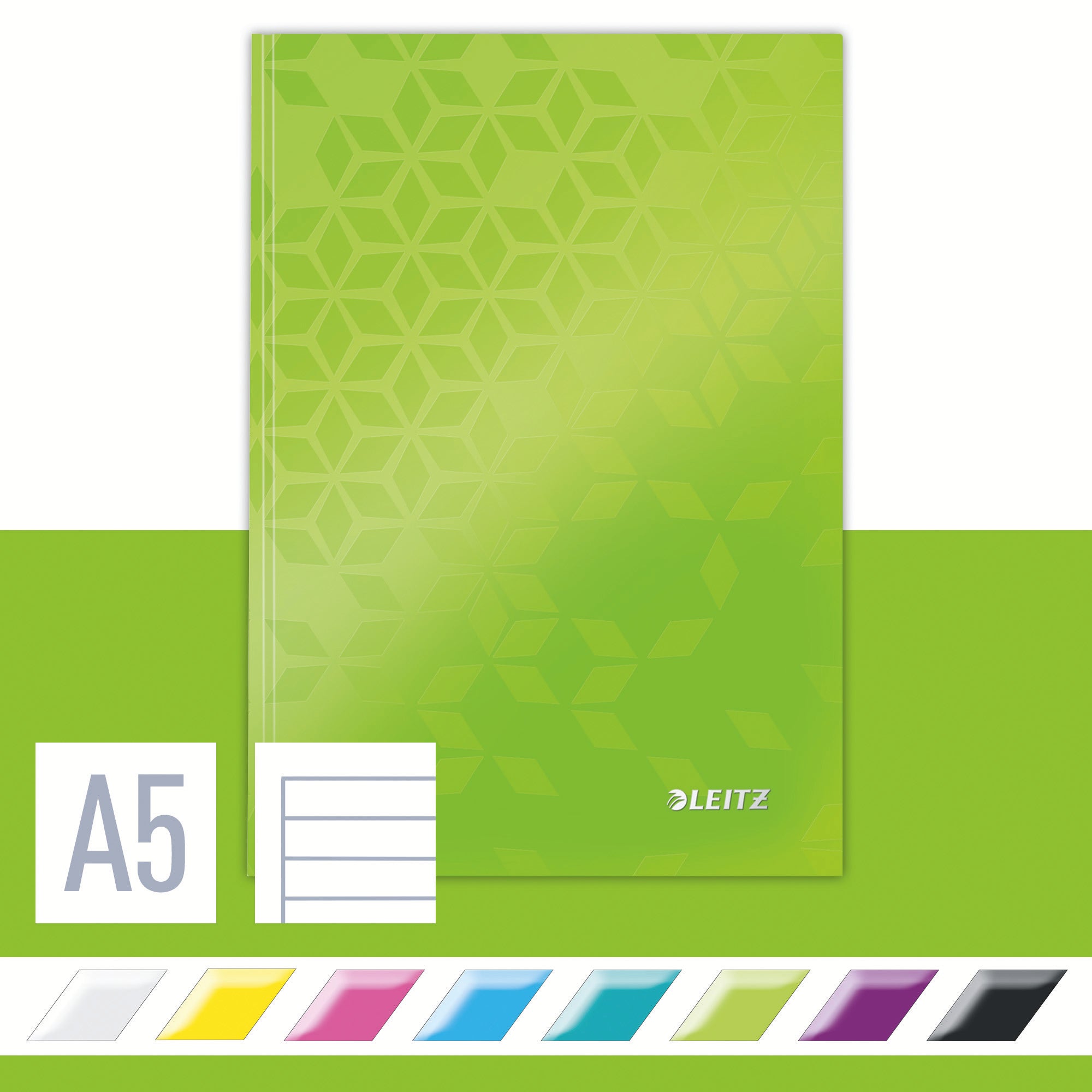 CAIET BIROU A5 DICTANDO VERDE COPERTA CARTON WOW LEITZ