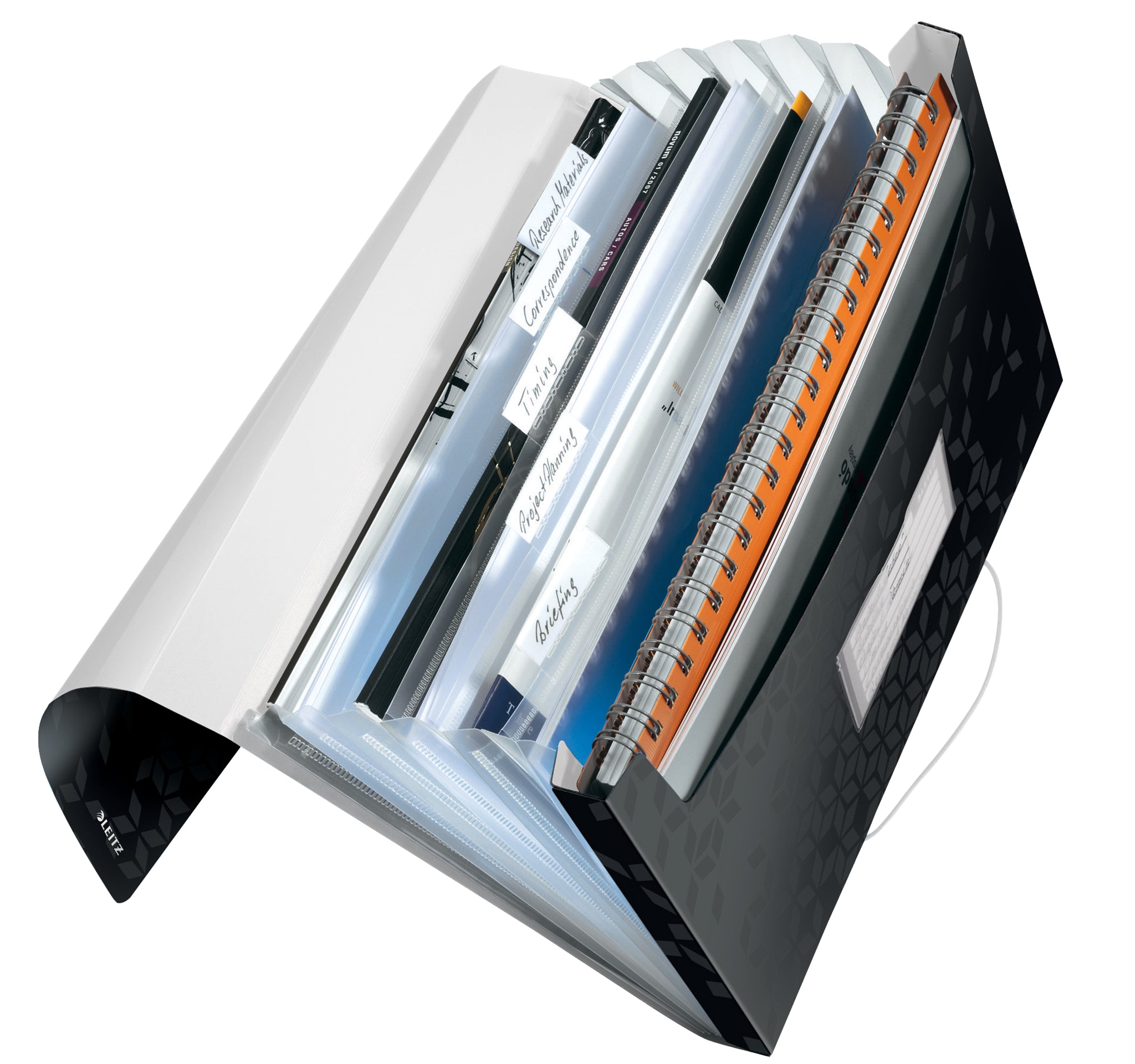 MAPA PLASTIC 6 COMPARTIMENTE NEGRU TIP PROIECT WOW LEITZ