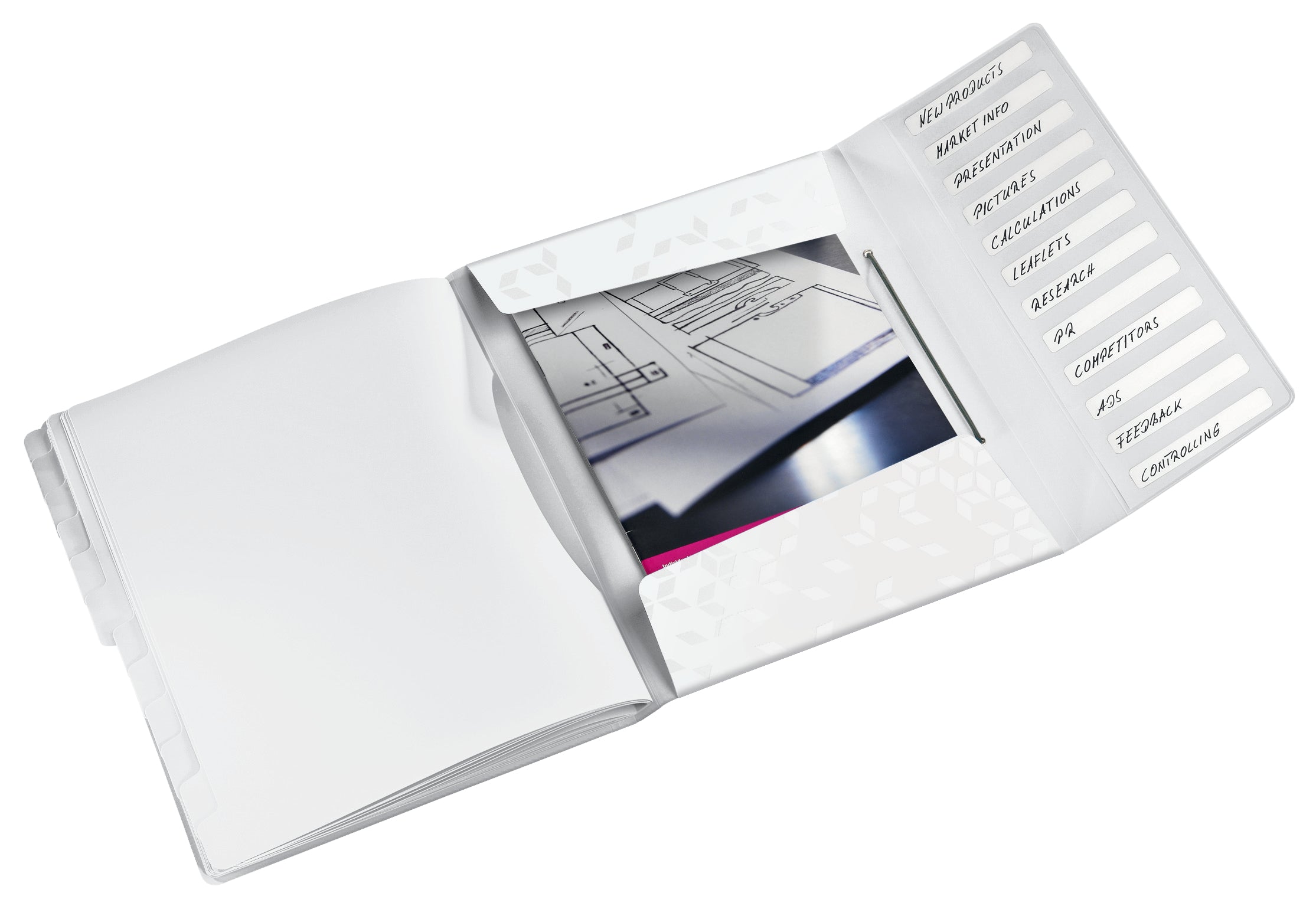 MAPA PLASTIC 12 COMPARTIMENTE ALB WOW LEITZ