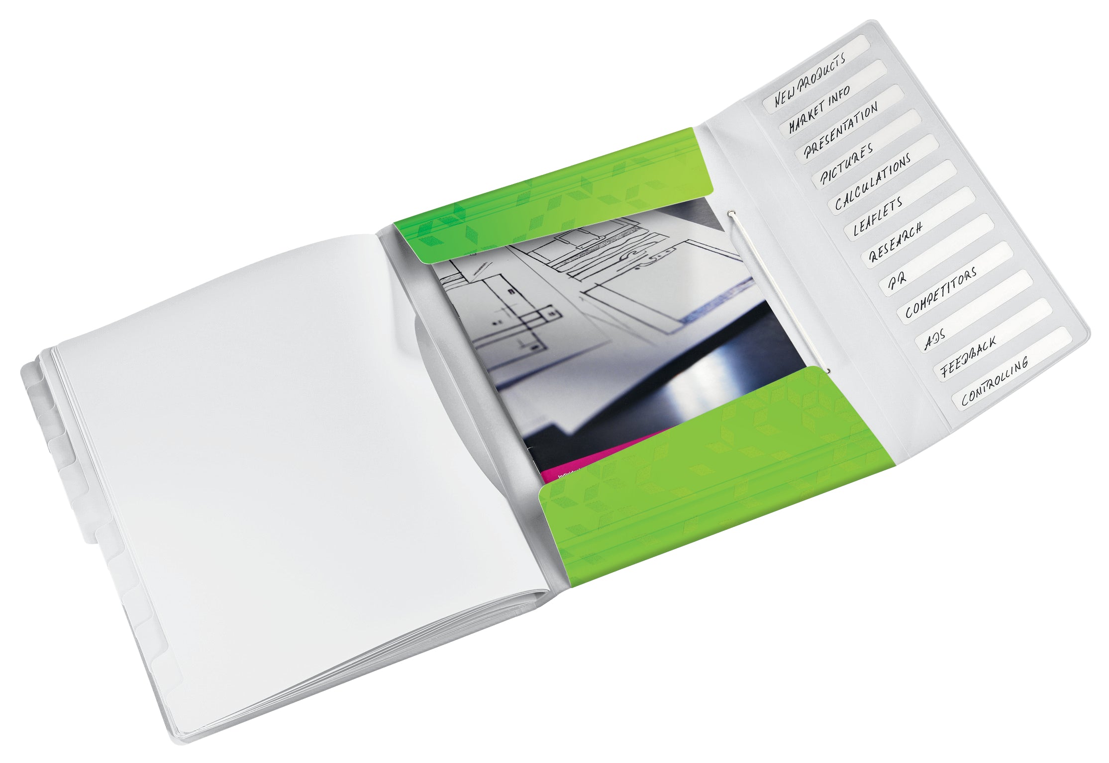 MAPA PLASTIC 12 COMPARTIMENTE VERDE WOW LEITZ