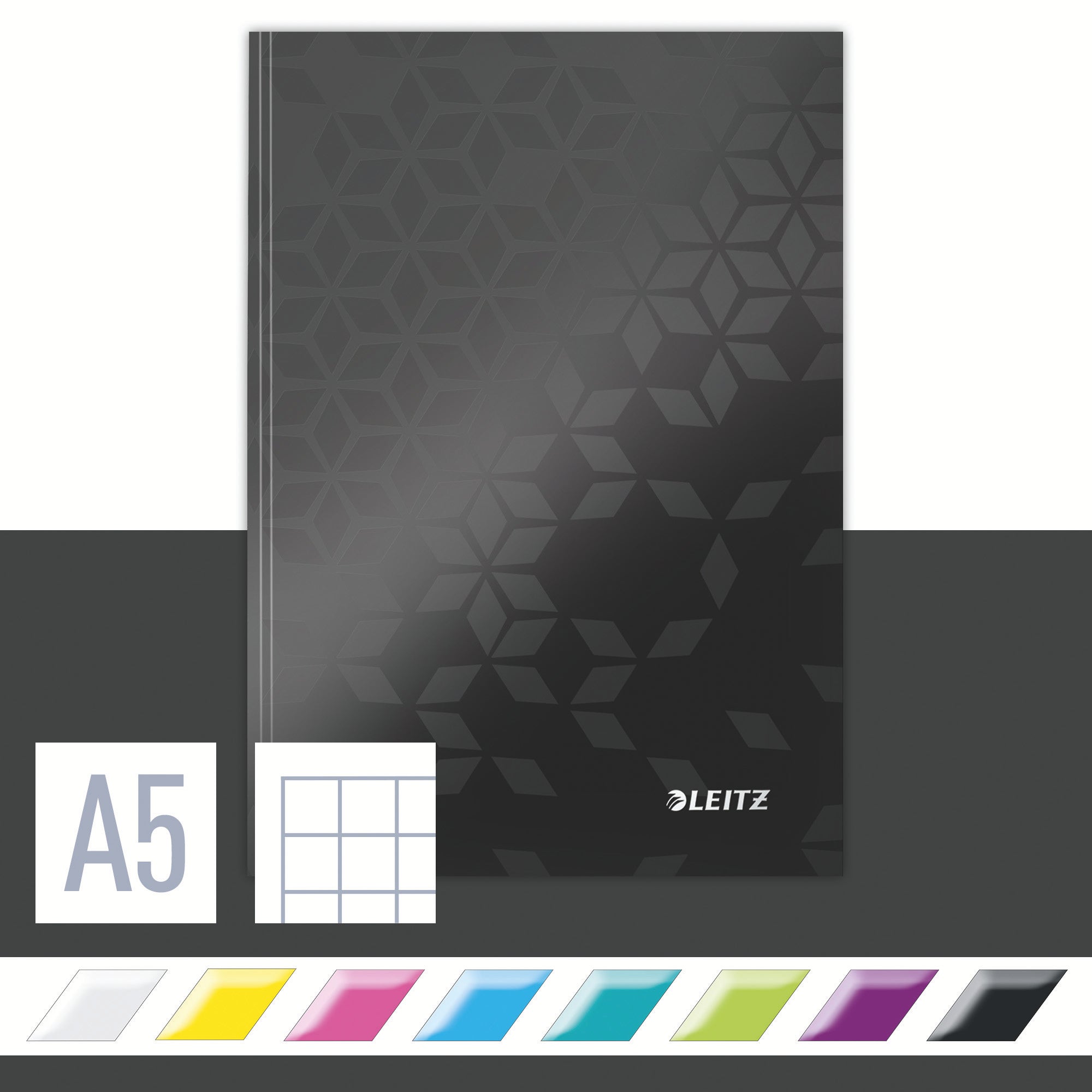 CAIET BIROU A5 ARITMETICA NEGRU COPERTA CARTON WOW LEITZ