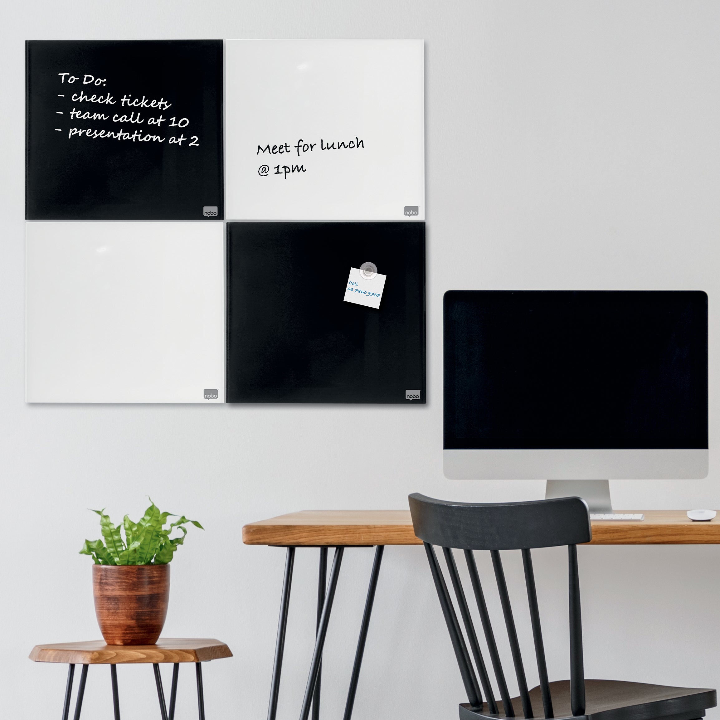 WHITEBOARD MAGNETIC STICLA 45*45 CM+ACCESORII DIAMOND NOBO