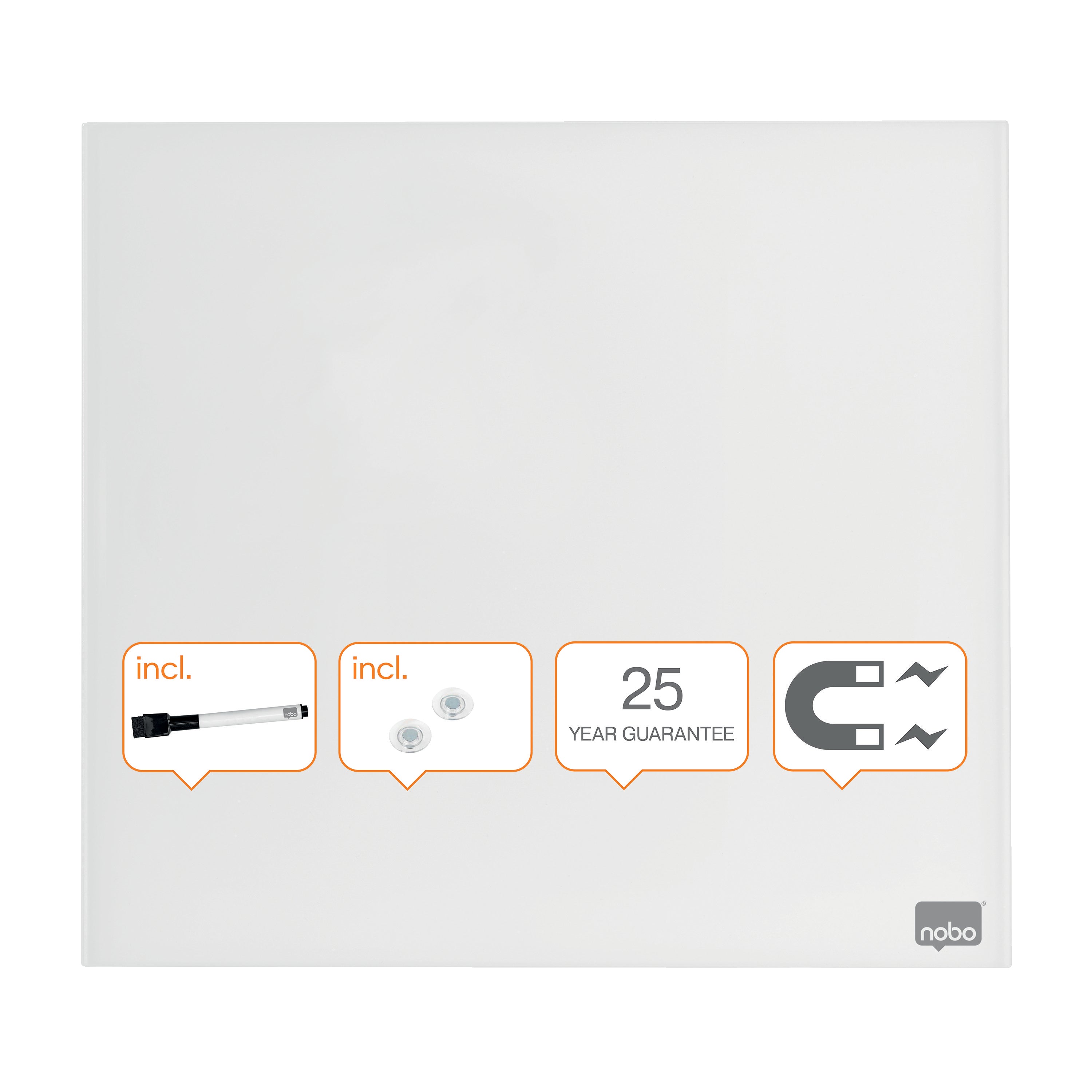 WHITEBOARD MAGNETIC STICLA 45*45 CM+ACCESORII DIAMOND NOBO