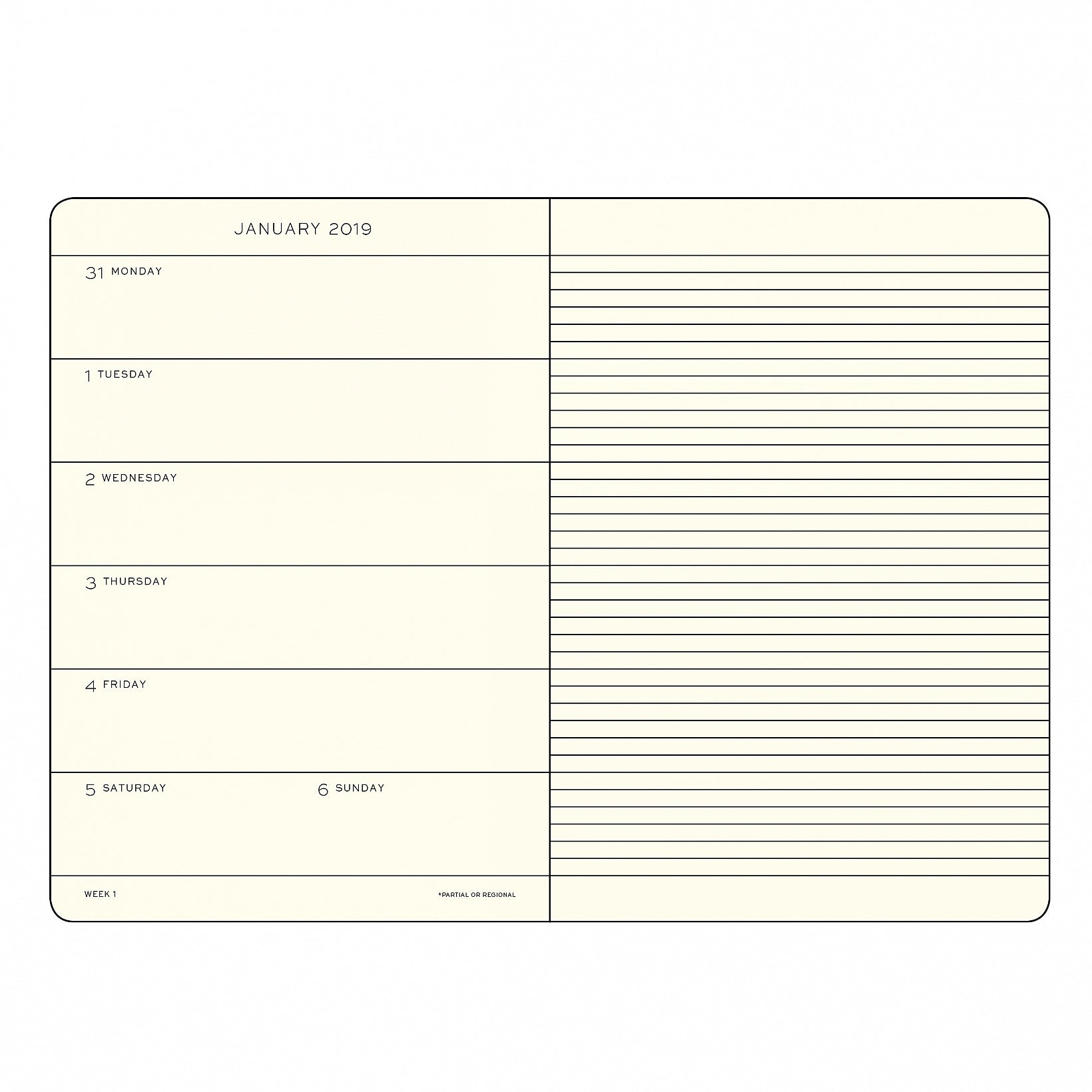 AGENDA SAPTAMANALA+CAIET A5 2019 NEGRU LEUCHTTURM