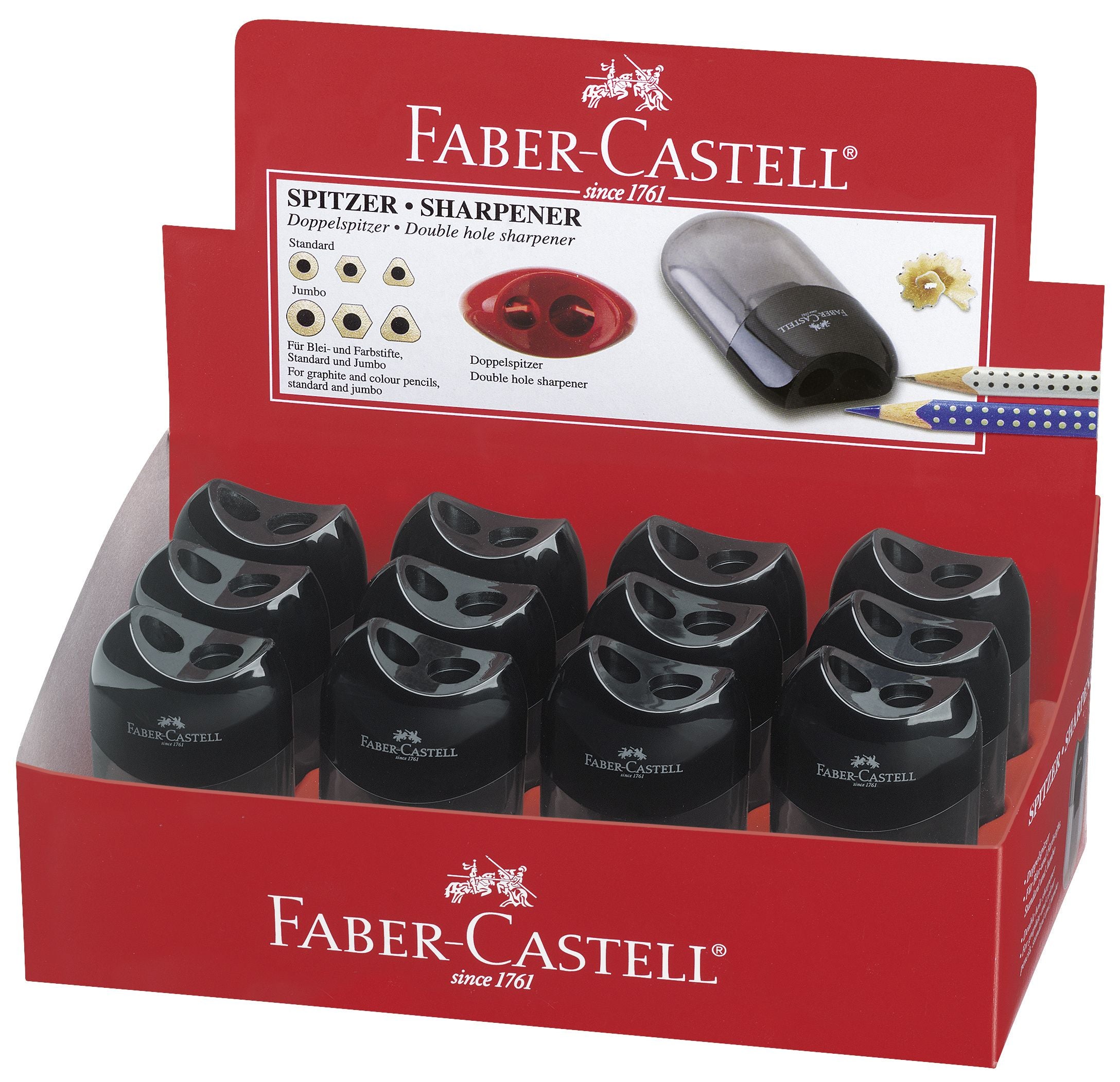ASCUTITOARE PLASTIC DUBLA CU CONTAINER NEAGRA FABER-CASTELL