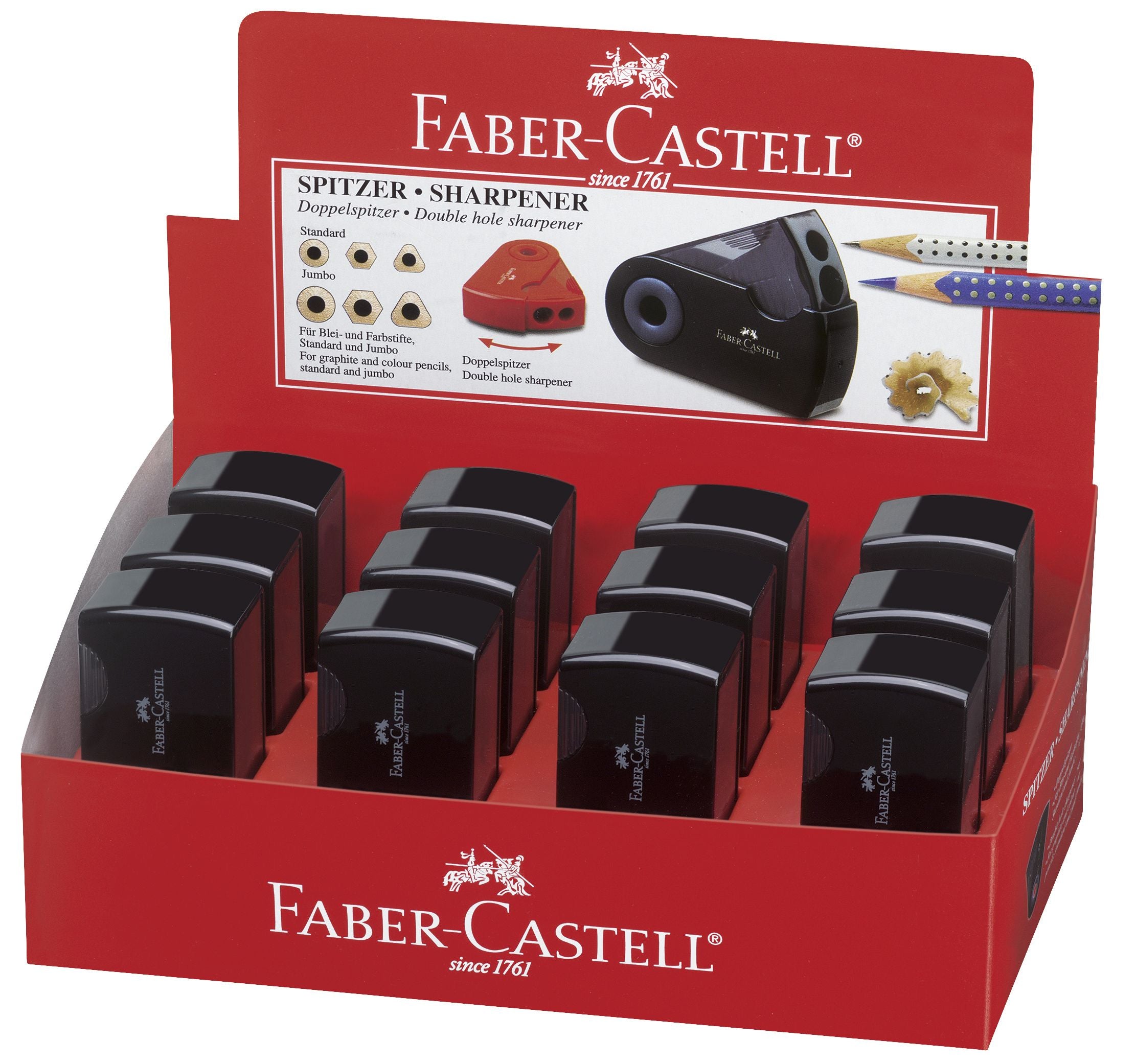 ASCUTITOARE PLASTIC DUBLA SLEEVE NEAGRA FABER-CASTELL