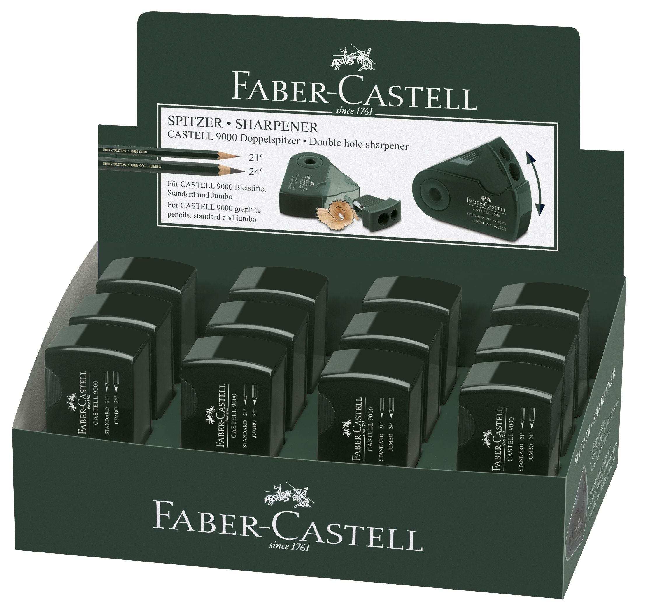 ASCUTITOARE PLASTIC DUBLA SLEEVE VERDE FABER-CASTELL