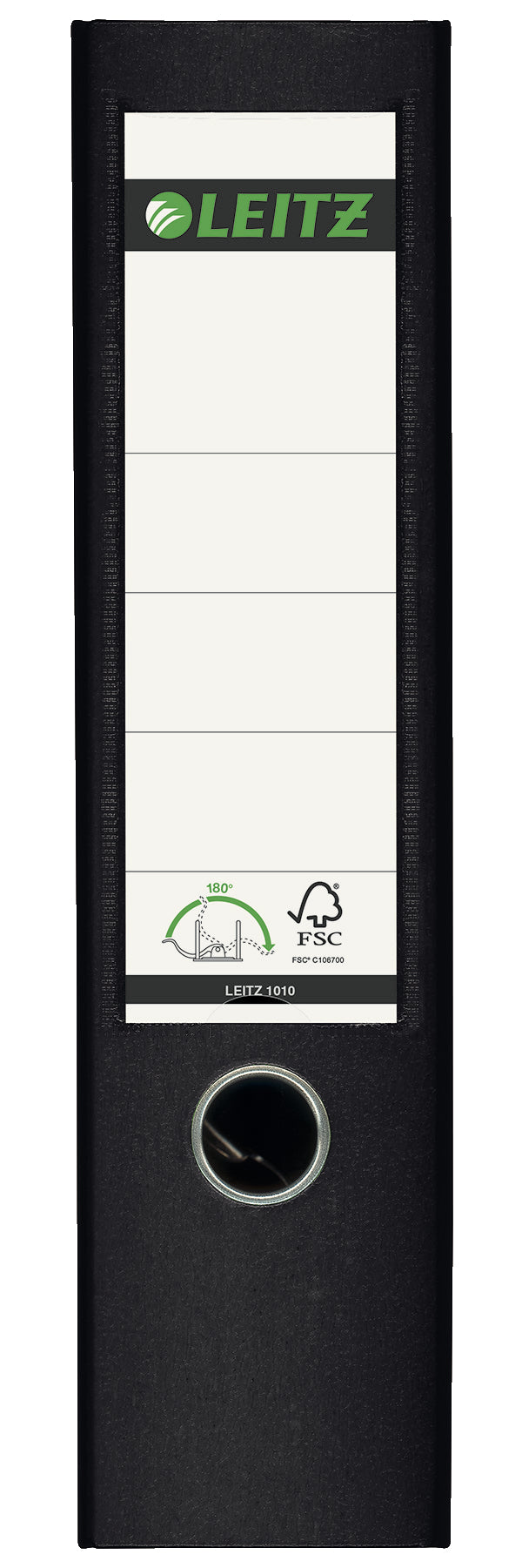 BIBLIORAFT PLASTIFIAT 8CM 180GRADE NEGRU LEITZ