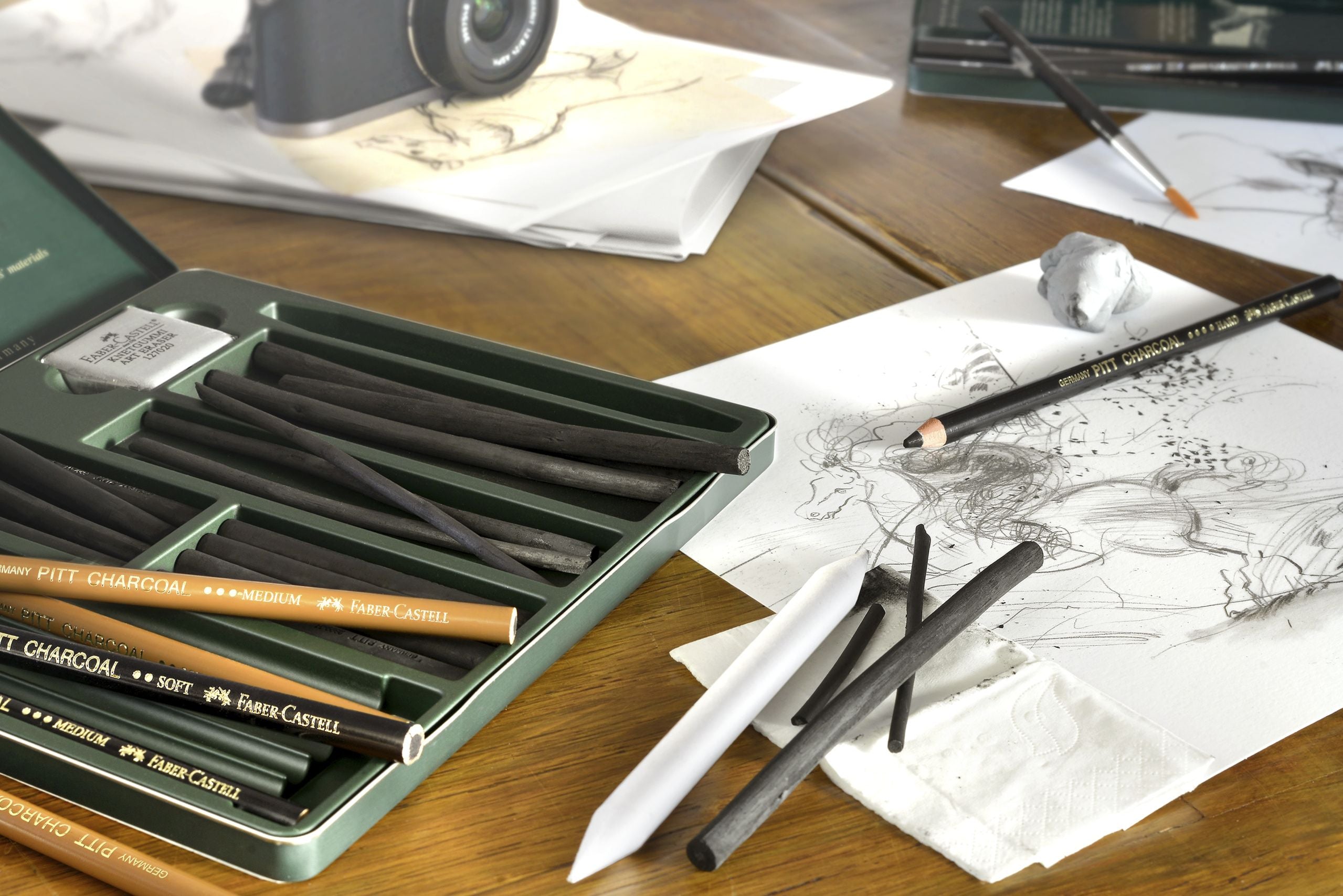 BLISTER 3 BUC CARBUNE PRESAT PITT MONOCHROME SOFT FABER-CASTELL