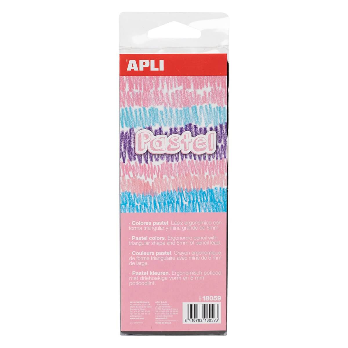 Set 6 creioane colorate Apli Jumbo Pastel