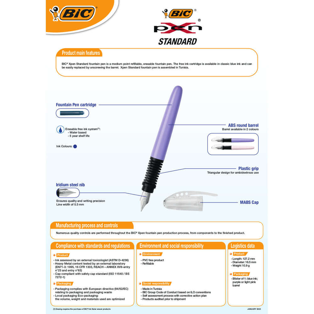 Stilou Bic XPen Standard, diverse culori, blister