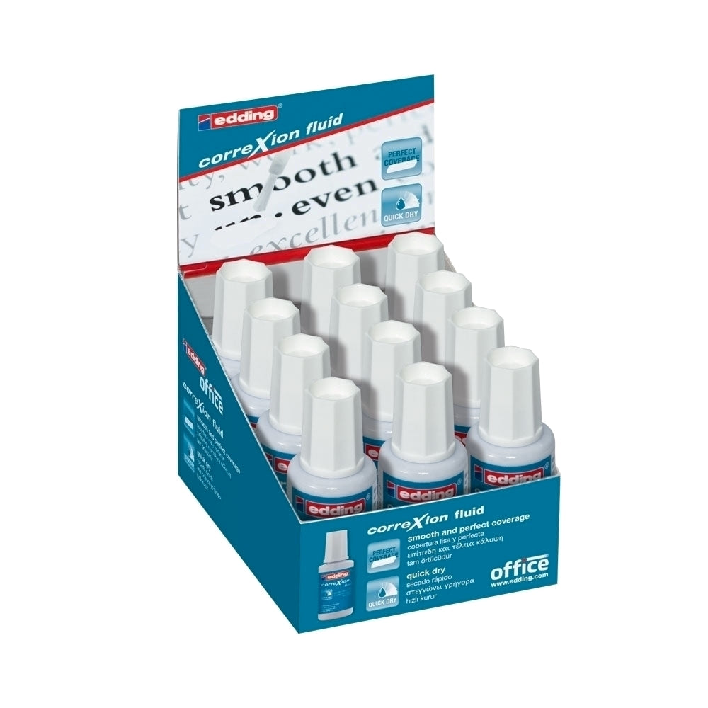 Fluid corector Edding, 20 ml, pe baza de solvent, aplicator cu pensula