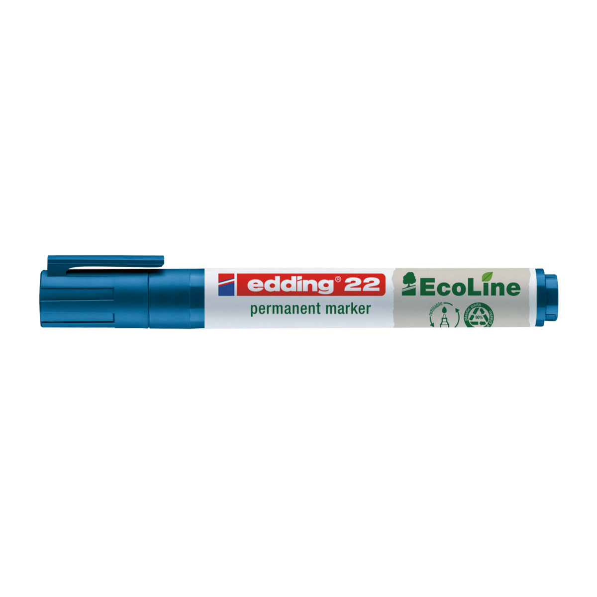 Marker permanent Edding 22 Ecoline, corp plastic, varf tesit 1-5 mm, albastru