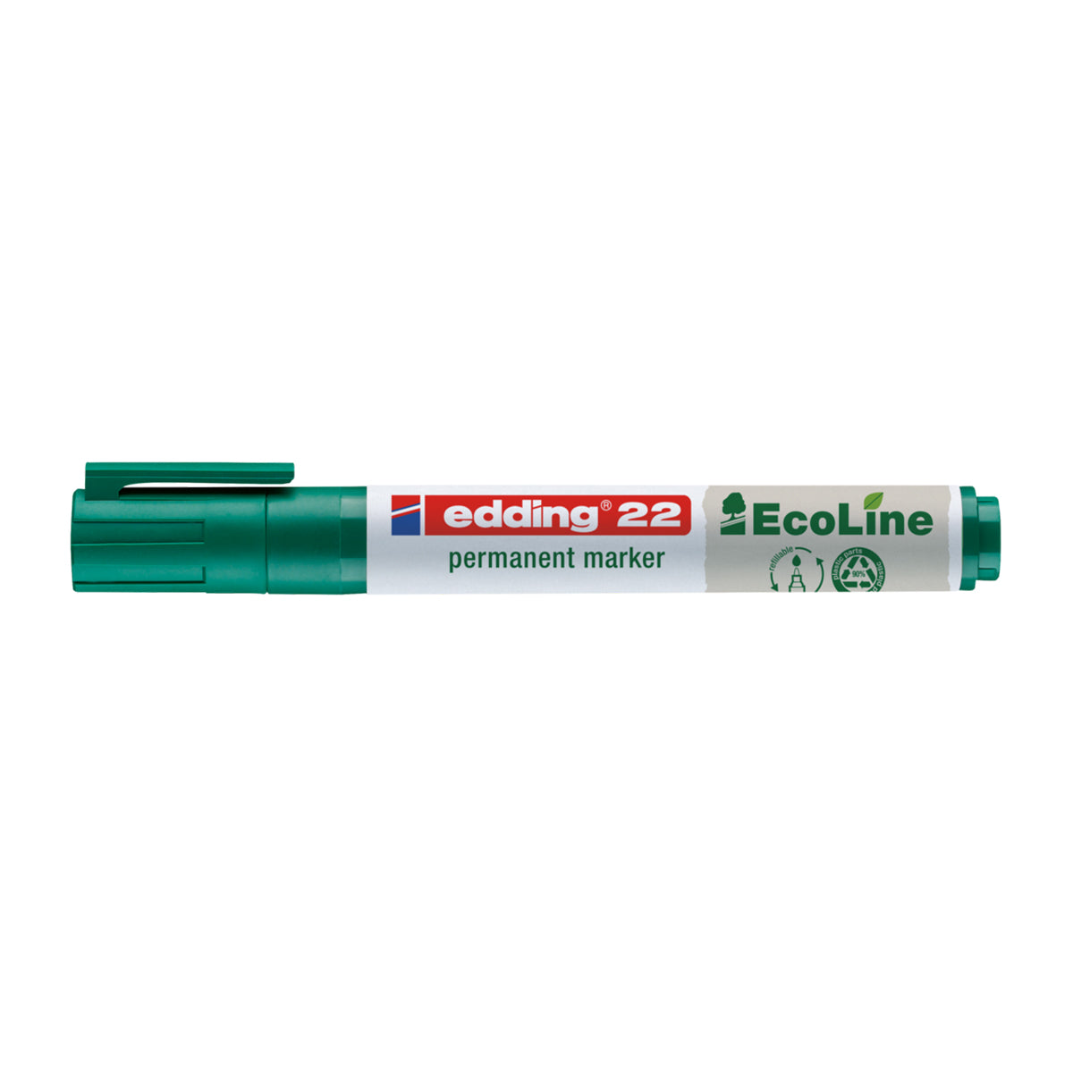 Marker permanent Edding 22 Ecoline, corp plastic, varf tesit 1-5 mm, verde