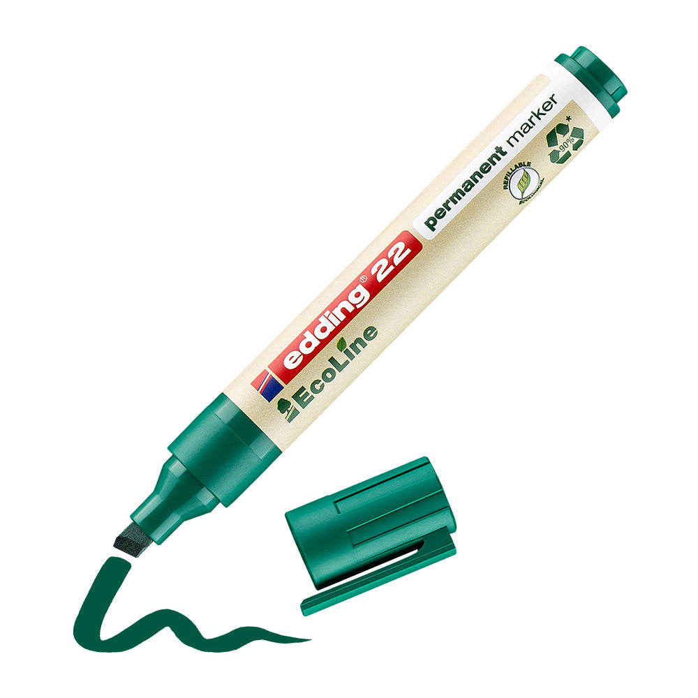 Marker permanent Edding 22 Ecoline, corp plastic, varf tesit 1-5 mm, verde