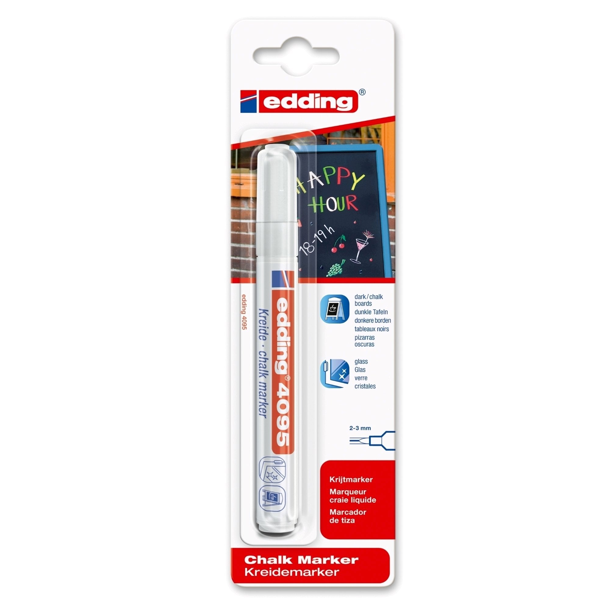 Marker pentru sticla Edding 4095, varf 2-3 mm, alb