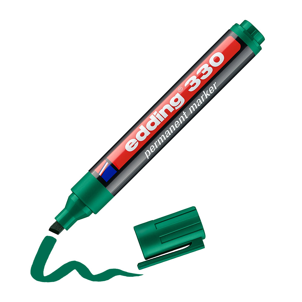 Marker permanent Edding 330, varf retezat 1-5 mm, verde