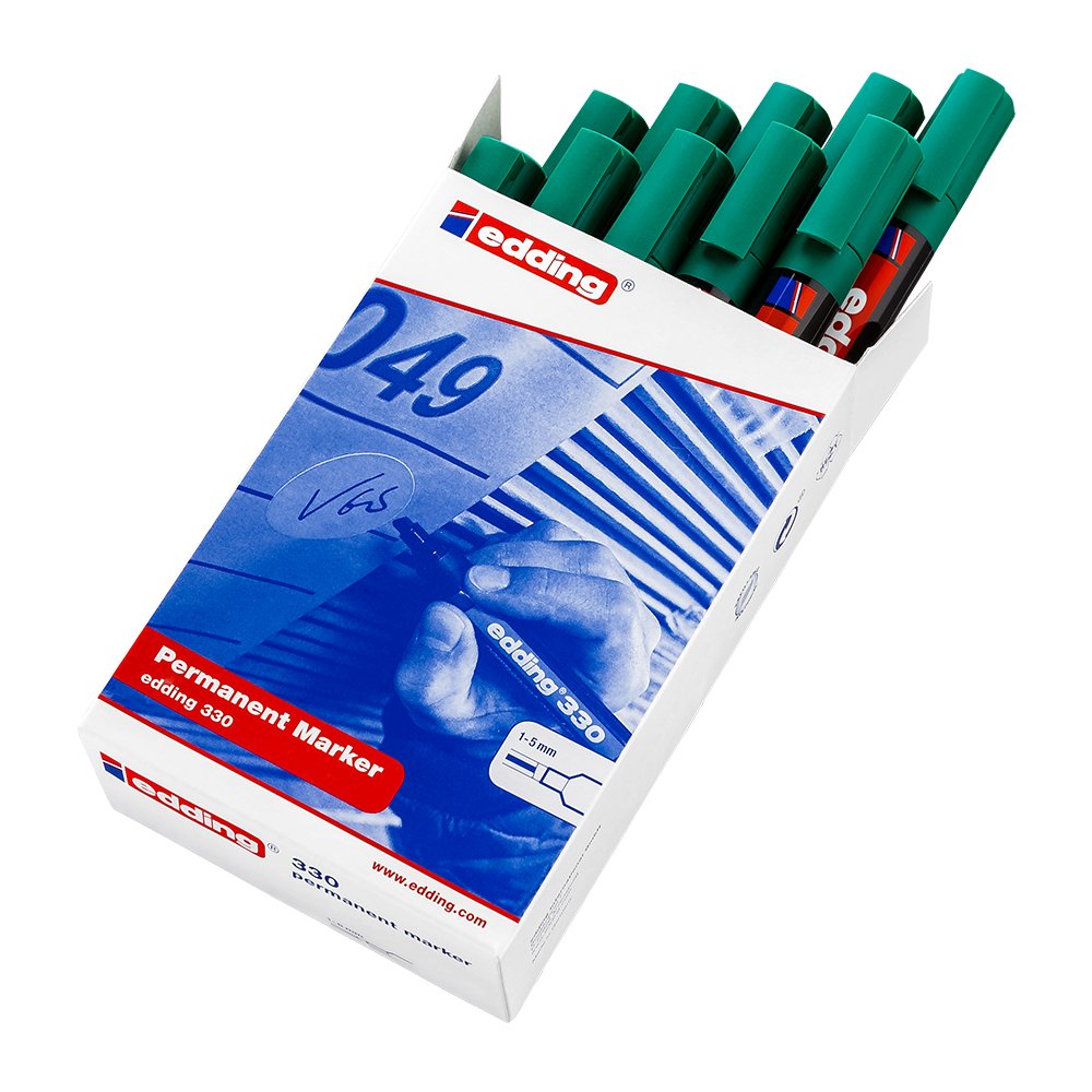 Marker permanent Edding 330, varf retezat 1-5 mm, verde