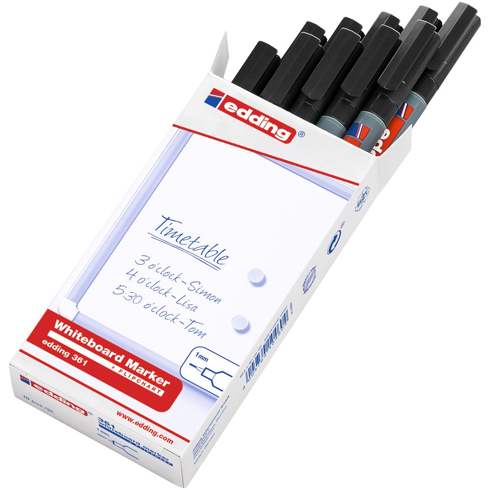 Marker Edding 361 pentru tabla, corp plastic, varf 1 mm, negru