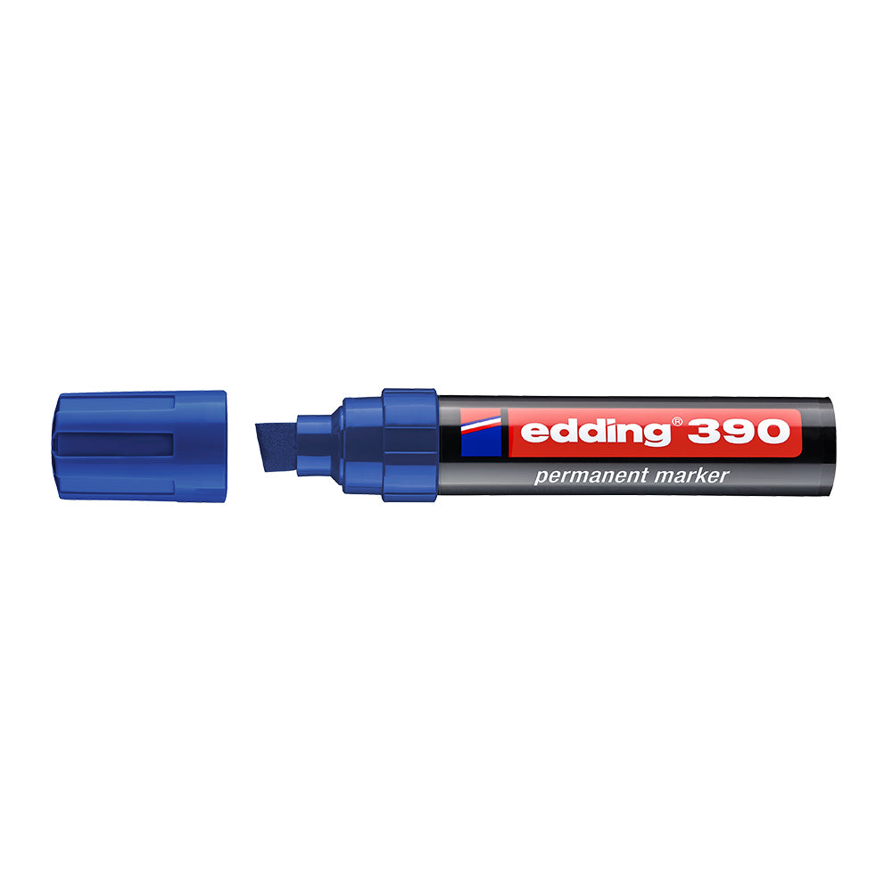 Marker permanent Edding 390, corp plastic, varf retezat 4-12 mm, albastru