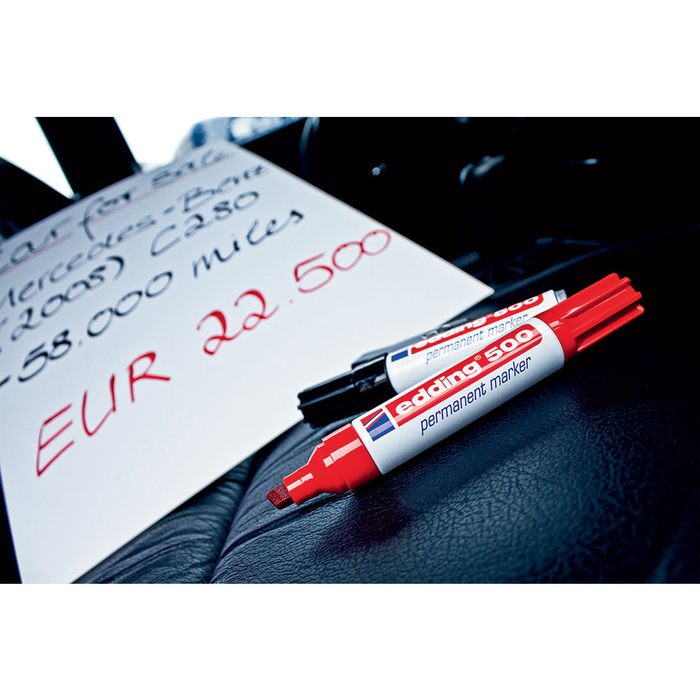 Marker permanent Edding 500, negru, corp aluminiu, varf retezat, 2-7 mm, negru