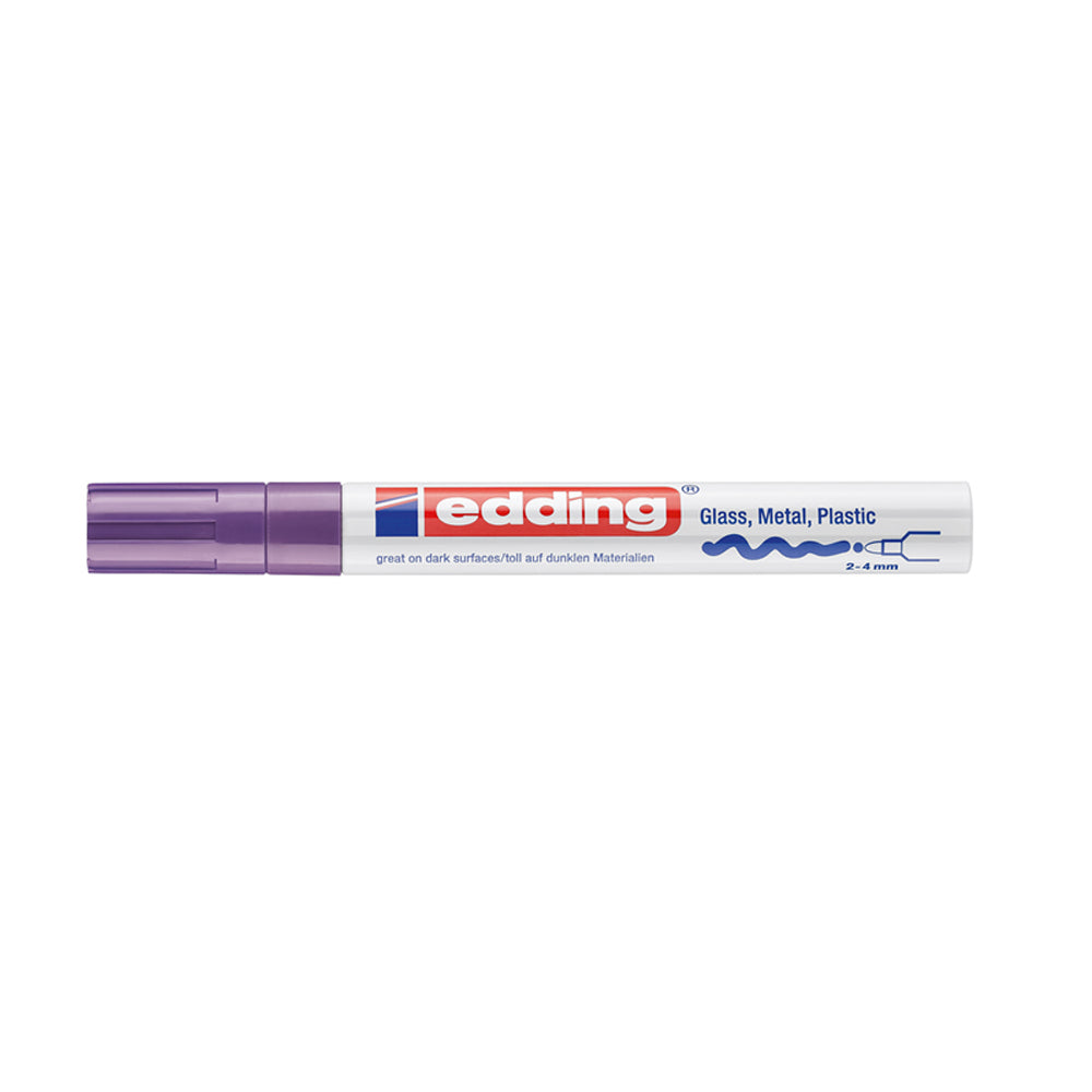Marker permanent Edding 750, cu vopsea, corp metalic, varf rotund, 2-4 mm, violet