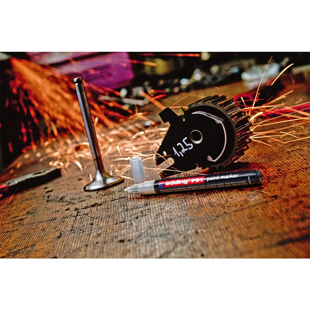 Marker permanent Edding 791, cu vopsea, corp plastic, varf rotund , 1-2 mm, verde