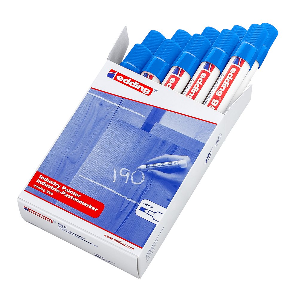Marker permanent Edding 950, varf tip ceara, 10 mm, albastru