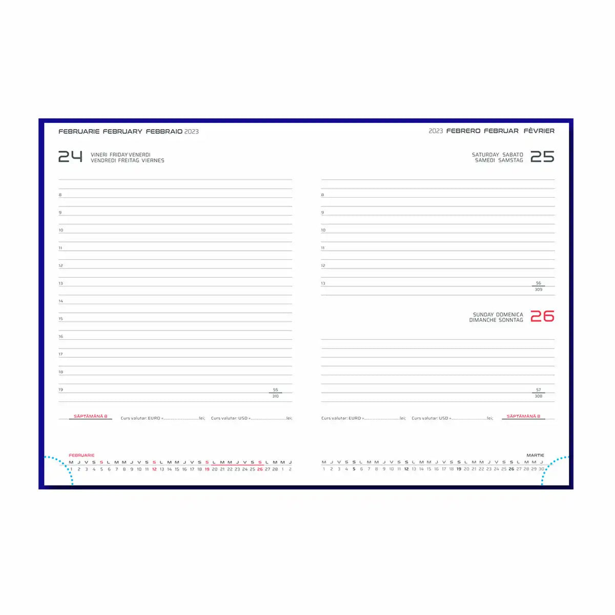 Agenda Artibest A5, datata, hartie offset alb, coperta bordeaux