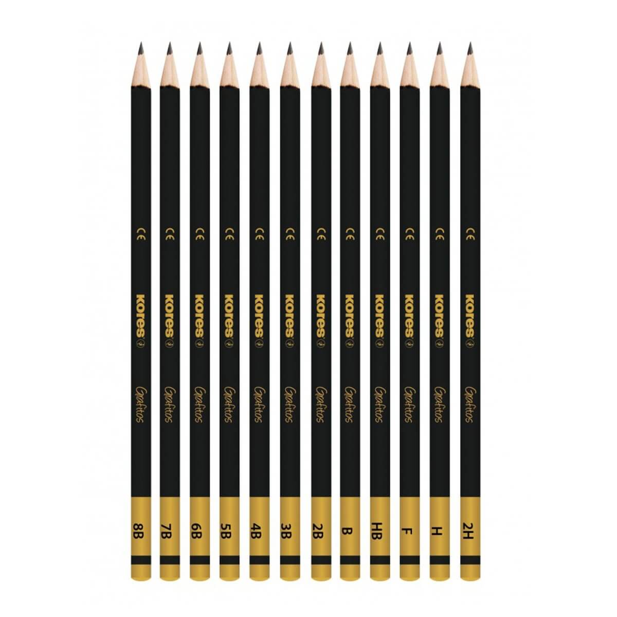 Creioane grafit Kores 2H-8B, 12 bucati/set