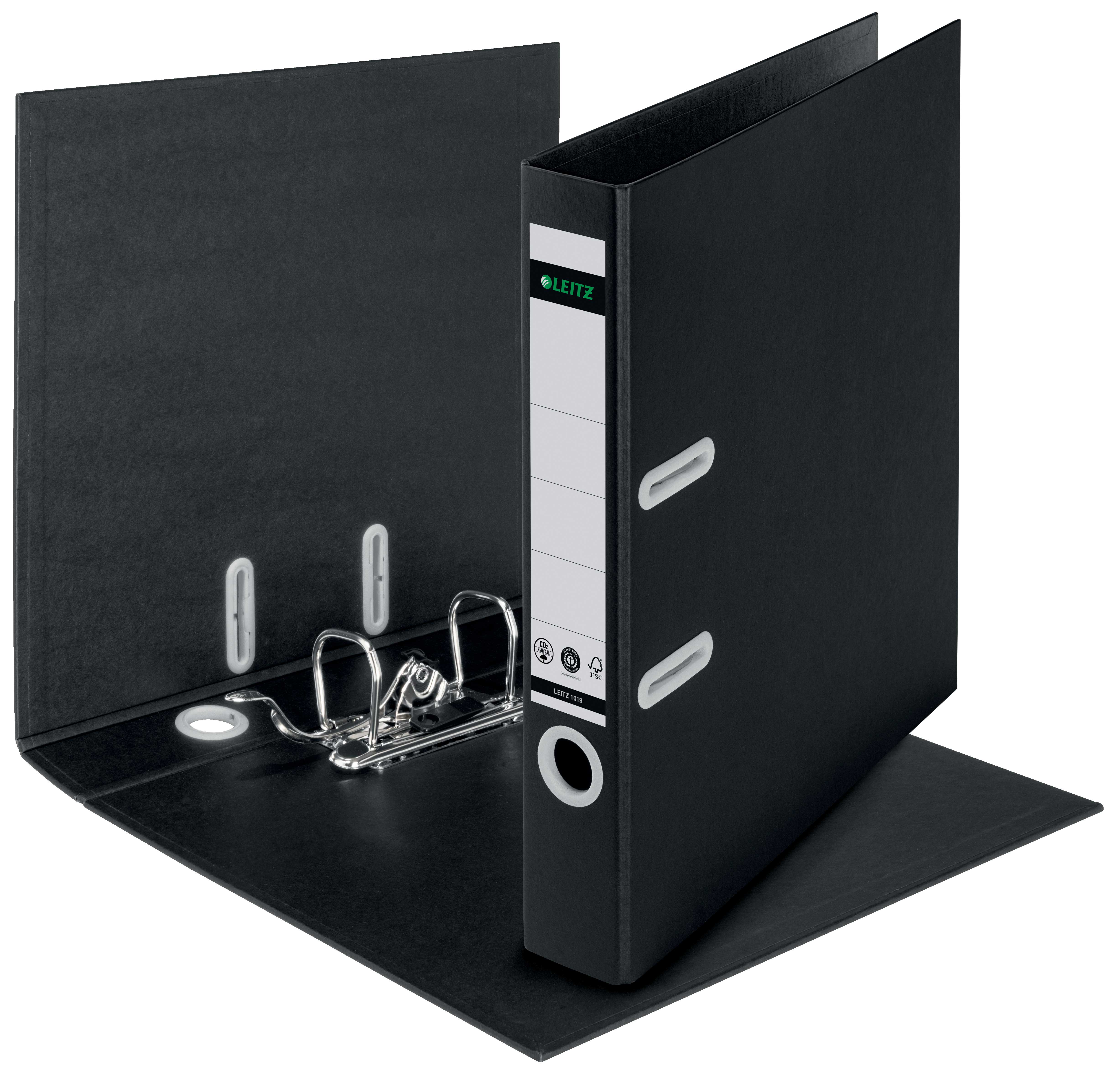 BIBLIORAFT PLASTIFIAT 5CM 180GRADE NEGRU RECYCLE FSC LEITZ