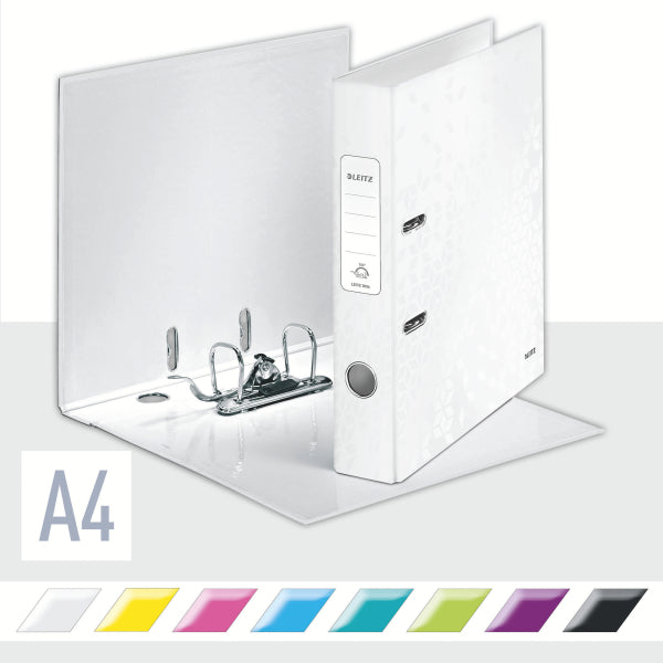 BIBLIORAFT PLASTIFIAT 5.2 CM ALB METALIZAT WOW LEITZ