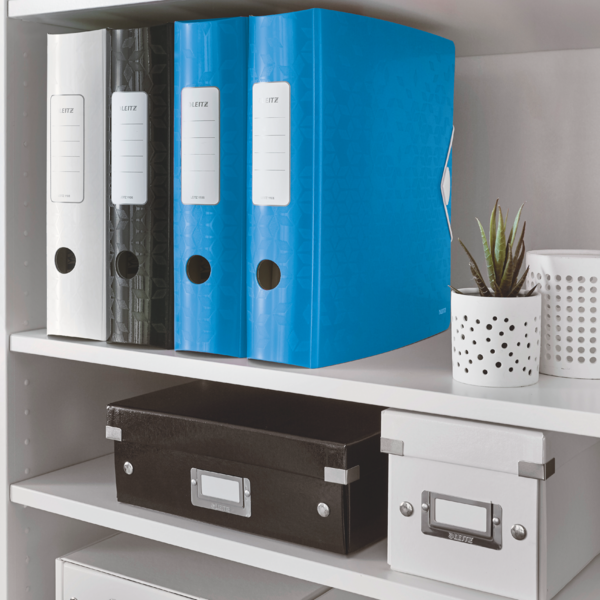 BIBLIORAFT PLASTIFIAT 8.2CM 180GRADE ALBASTRU ACTIVE WOW LEITZ
