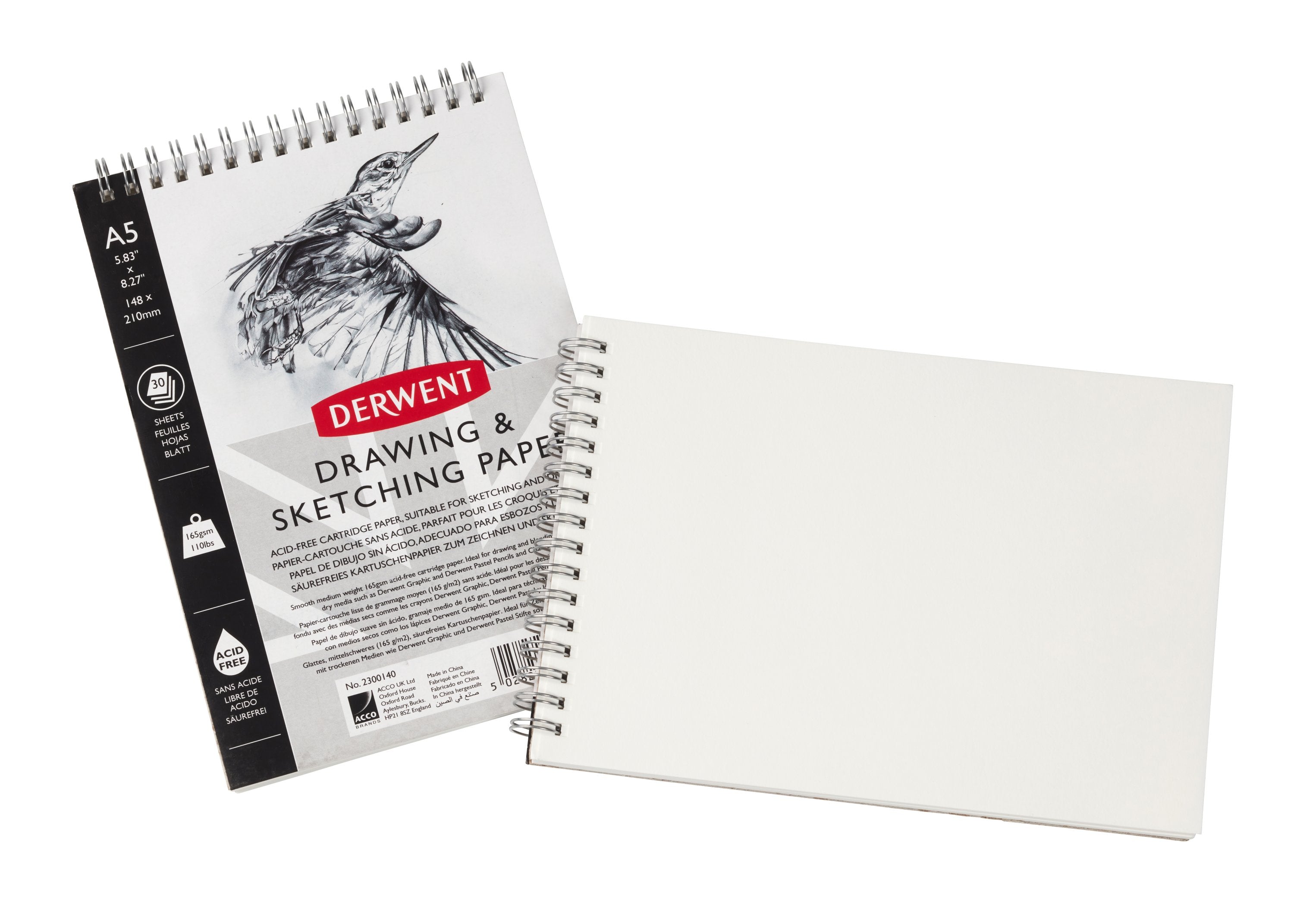 CAIET SPIRA PENTRU SCHITE SI DESEN A5 30 FILE 165G PROFESSIONAL DERWENT