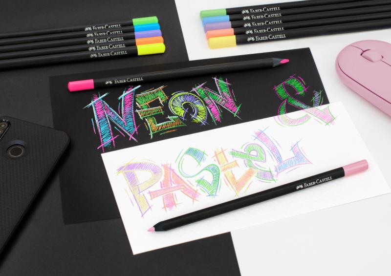 CREIOANE COLORATE 12 CULORI PASTEL+ NEON BLACK EDITION FABER-CASTELL