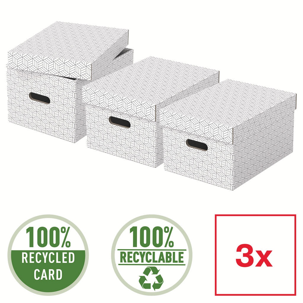 CUTIE DEPOZITARE CU CAPAC 36 x 26 x 20 CM ALBA RECYCLED FSC 3/SET ESSELTE