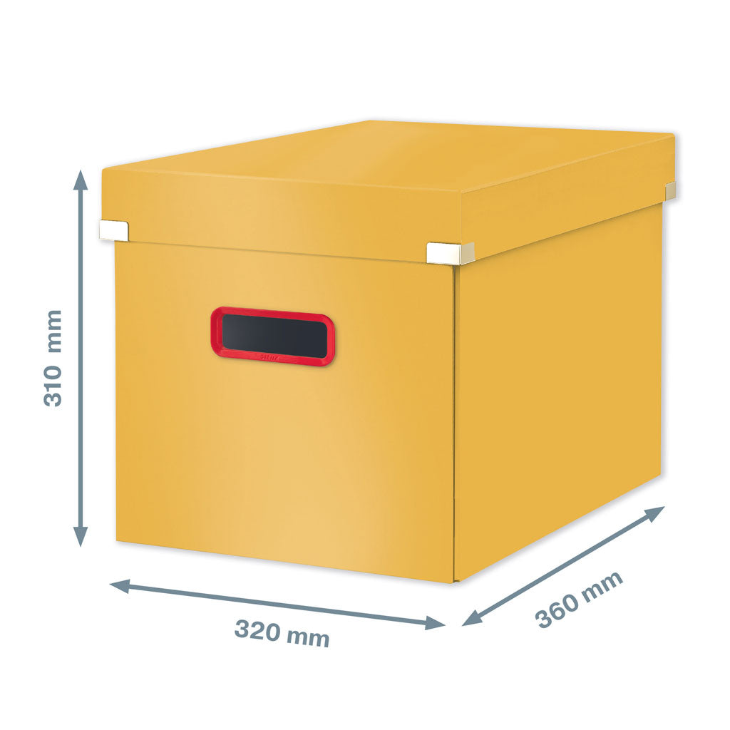 CUTIE DEPOZITARE CU CAPAC SI MANER PLIABILA 32 x 35 x 36 CM GALBEN CHIHLIMBAR COSY LEITZ