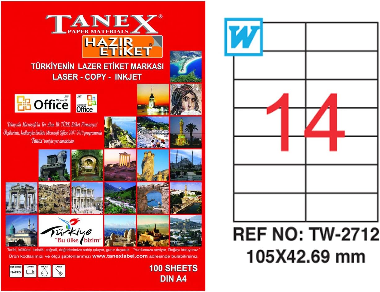 ETICHETE 14/A4 105*42.69MM COLTURI DREPTE 100/TOP TANEX