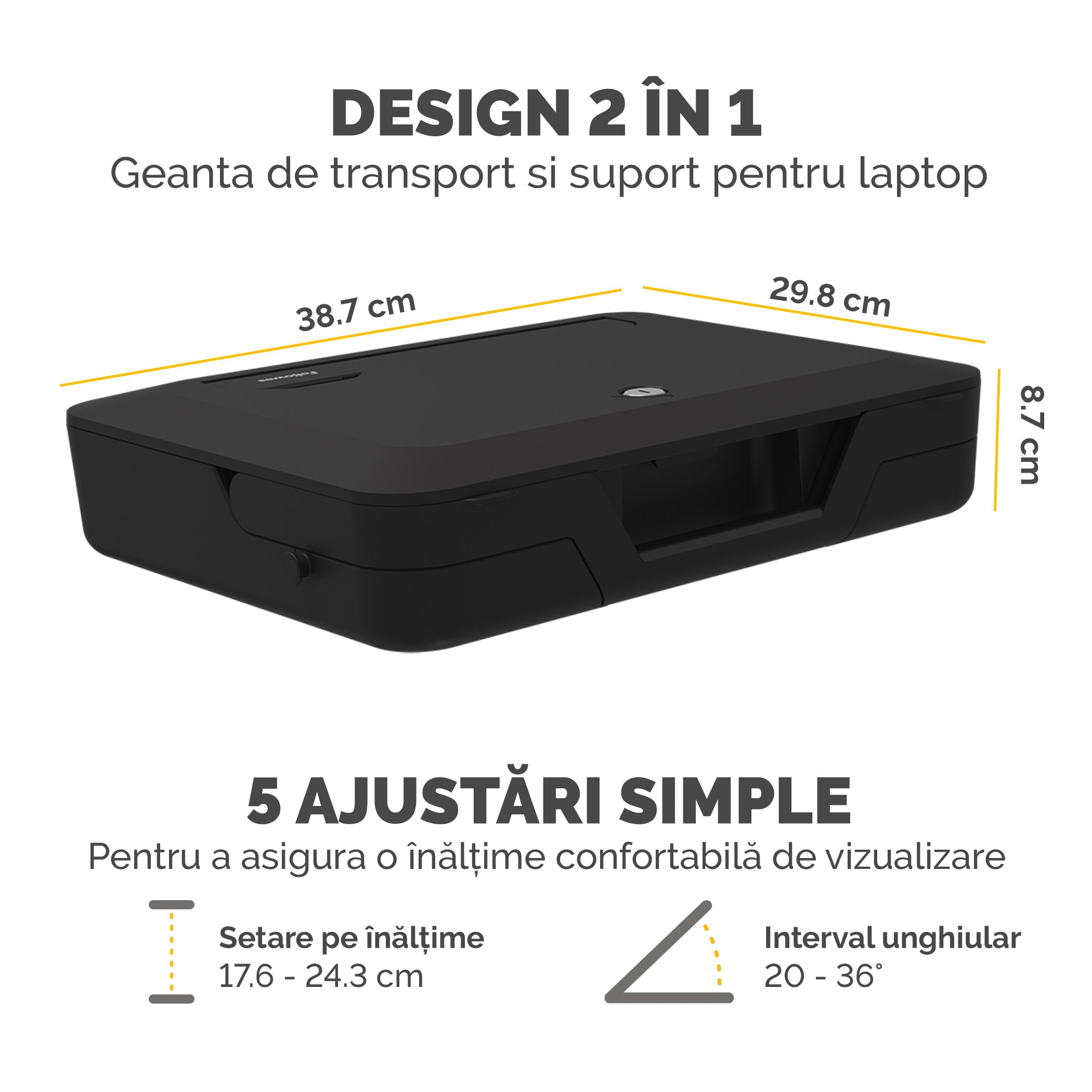 GEANTA LAPTOP CU SUPORT ERGONOMIC INCLUS NEGRU BREYTA
