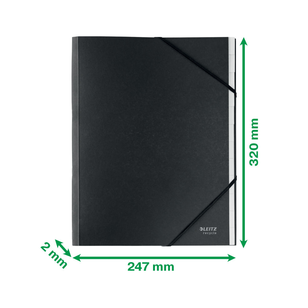 MAPA CARTON CU ELASTIC NEAGRA 12 SEPARATOARE RECYCLE LEITZ