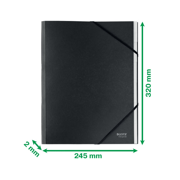 MAPA CARTON CU ELASTIC NEAGRA 6 SEPARATOARE RECYCLE LEITZ
