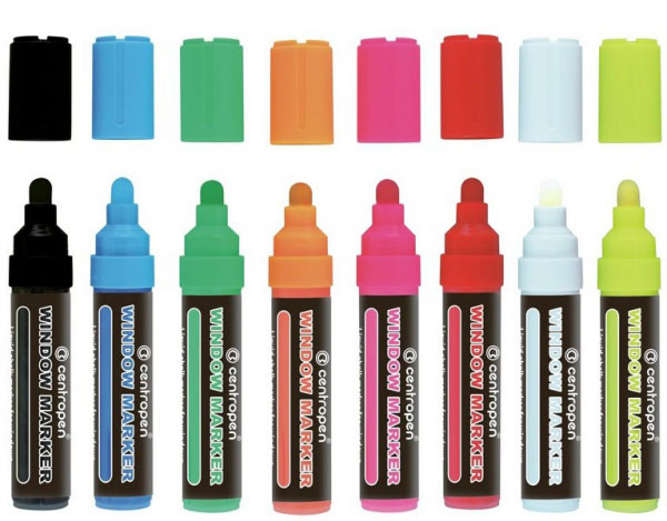 MARKER CRETA LICHIDA NEGRU 2-15MM VARF ROTUND 9121 CENTROPEN