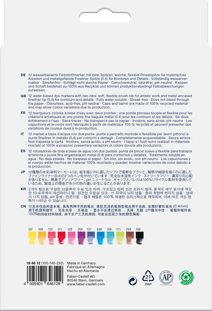 MARKER SOLUBIL 2 CAPETE SET 12 BUC GOLDFABER FABER-CASTELL
