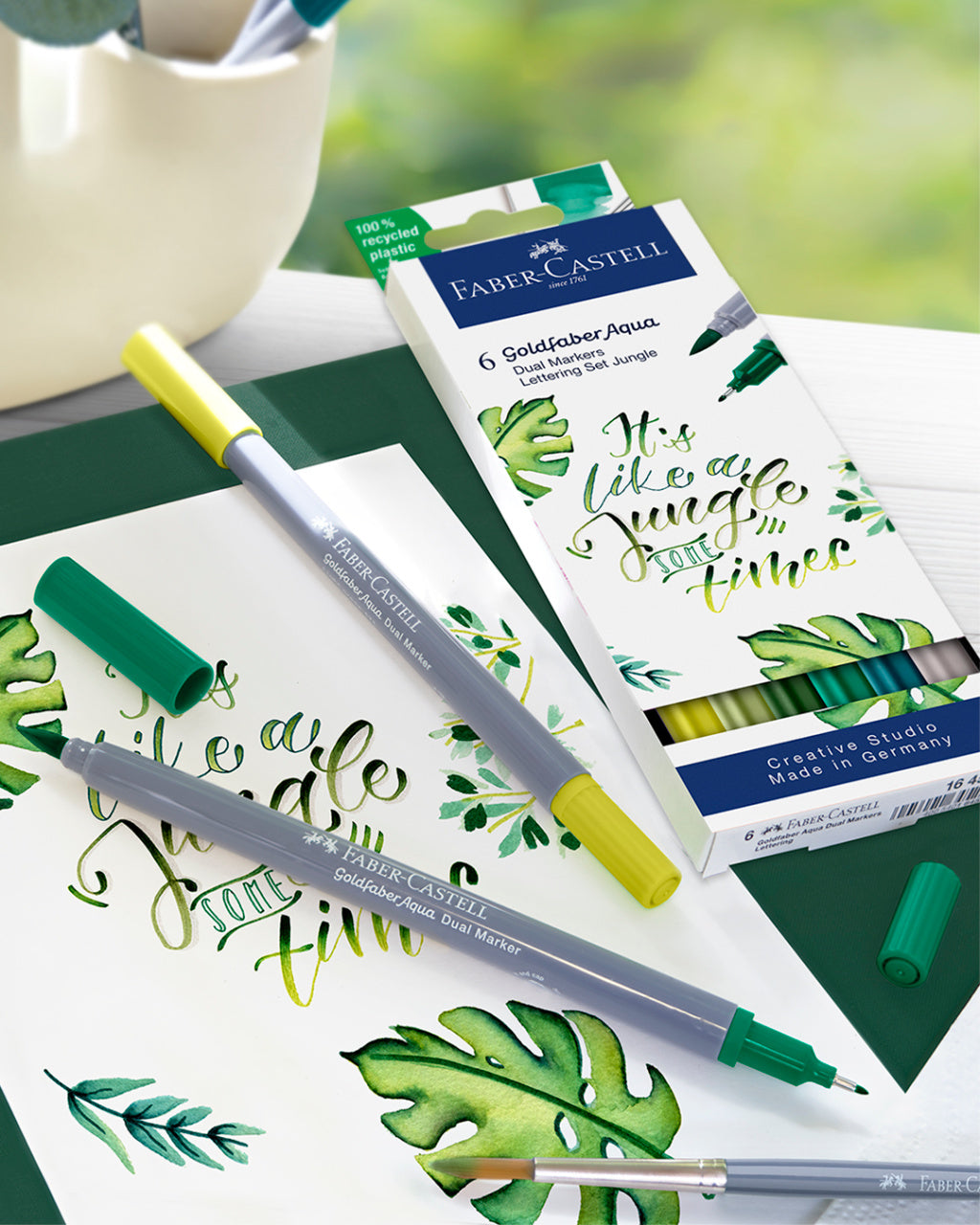 MARKER SOLUBIL 2 CAPETE SET 6 BUC LETTERING JUNGLE GOLDFABER FABER-CASTELL