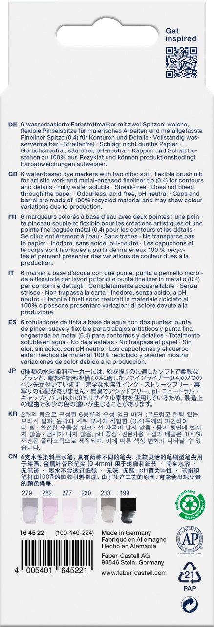 MARKER SOLUBIL 2 CAPETE SET 6 BUC TONURI DE GRI GOLDFABER FABER-CASTELL